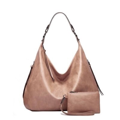 LARGE PINK HOBO W/SMALL CLUTCH VEGAN