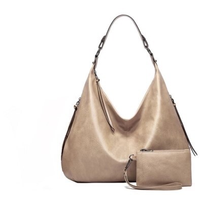 LARGE GREY HOBO PURSE WITH CLUTCH