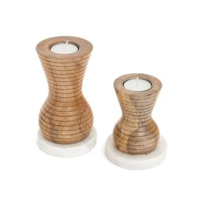 WOOD CANDLE HOLDER 6INCH H
