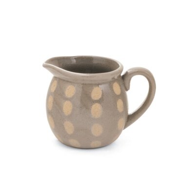 MILK JUG SM CERAMIC TAUPE POLKA DOTS