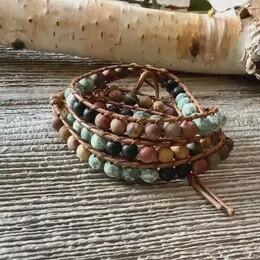 INDIAN AGATE BEADED WRAP BRACELET