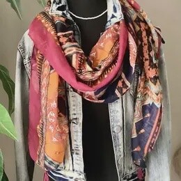 WOMENS SCARF RUSTIC ABSTRACT