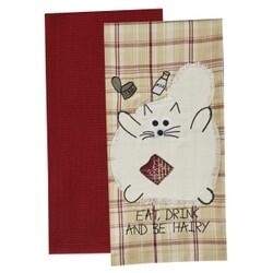 TEA TOWEL SET/2 EAT DRINK BE HAIRY