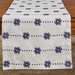BLUE DAISY TABLE RUNNER 15X72