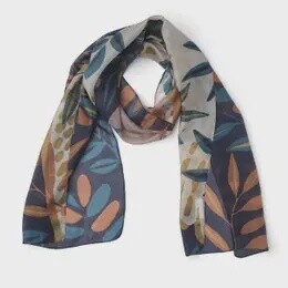 SILK SCARF OWL NAVY
