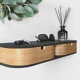 MODERN FLOATING TABLE SHELF DBL DRAWER