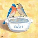 BLUEBIRDS ON BOWL 18X18