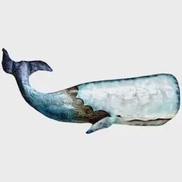 BLUE WHALE CAPIZ/METAL WALL ART