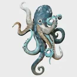 CAPIZ SHELL AND METAL OCTOPUS WALL ART