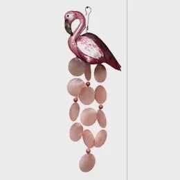 FLAMINGO METAL CAPIZ WIND CHIME