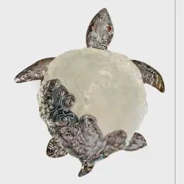 TURTLE METAL AND CAPIZ WHITE WALL ART