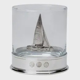 WHISKY TUMBLER PEWTER YACHT BADGE