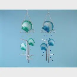 METAL AND GLASS WIND CHIME 63CM