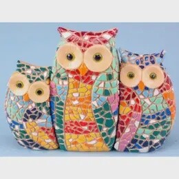 MOSAIC OWL SET OF 3 10CM