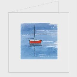 RED BOAT ALL AT SEA CARD
