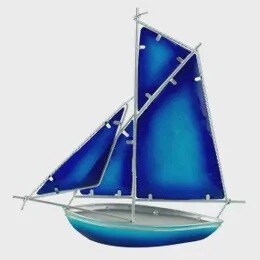 STAINED GLASS SLOOP BOAT 30CM