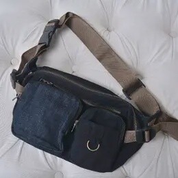 NATURAL COTTON FANNY PACK BLACK
