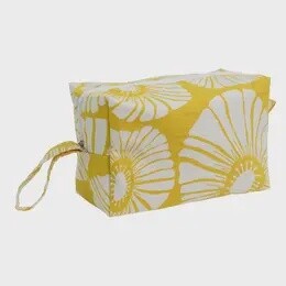 RETRO YELLOW LARGE COTTON COSMETIC BAG