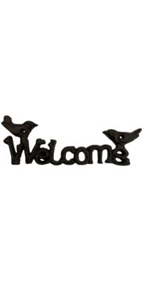 WELCOME TWO BIRDS CAST IRON PLAQUE
