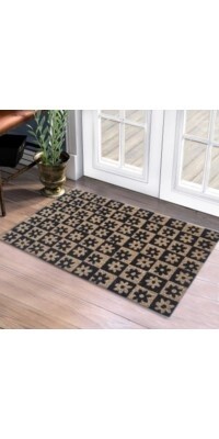 FLOWER INLAID COIR DOOR MAT