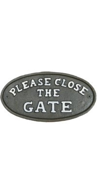 PLEASE CLOSE GATE BLACK CAST IRON