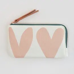 PINK HEART PADDED ZIP POUCH