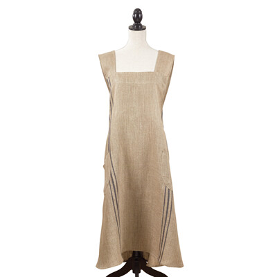 CRISS CROSS NAVY LINEN APRON