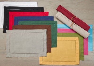 RED HEMSTICHED OBLONG PLACEMAT 14X20