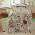 BLOCK PRINT EMBROIDERED RUNNER 16X72 MULTI