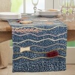 BLUE BLOCK PRINT EMBROIDERED RUNNER