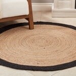 ROUND JUTE RUG  BLACK TRIM 48INCHES