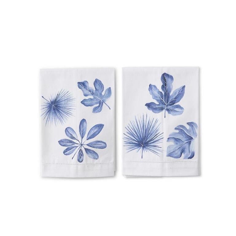 TROPICAL LEAVES HANDPAINTED GUEST TOWELS