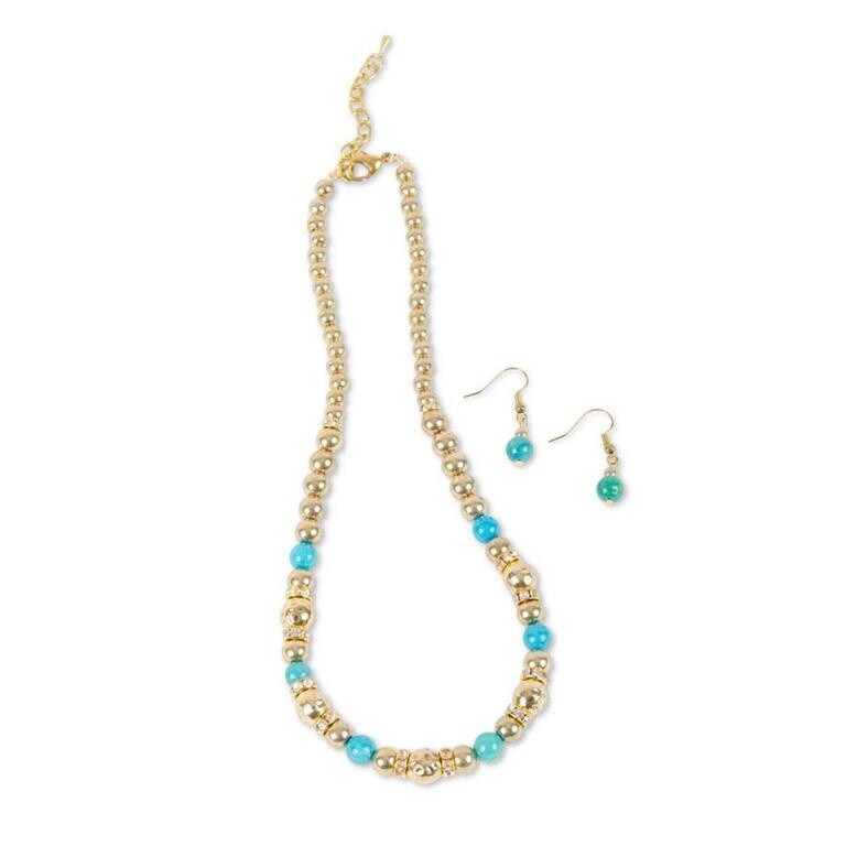 GOLD AND TURQUOISE NECKLACE SET
