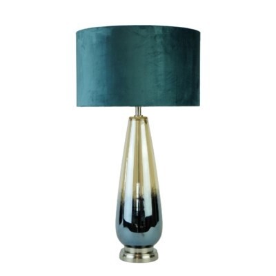 MONCLAIR GLASS TEAL LAMP WITH SHADE