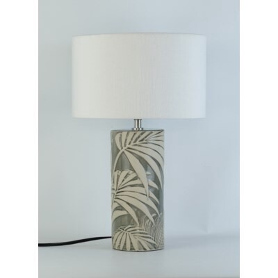 ELM GREY CERAMIC TABLE LAMP W/WHITE SHADE