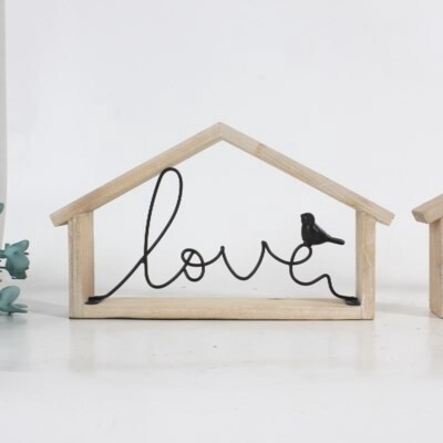 METAL AND WOOD LOVE HOUSE DECOR