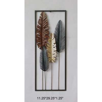 COLOURFUL METAL LEAVES WALL ART