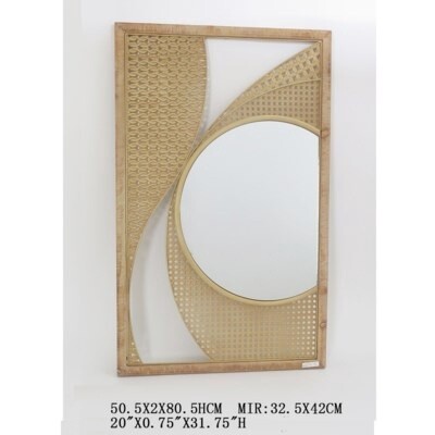 CIRCLE ABSTRACT RATTAN WALL MIRROR
