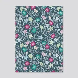 GREY FLORAL GIFTWRAP SHEET