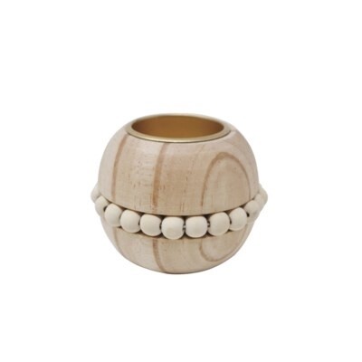 WOOD AND BEADS TEALIGHT HOLDER