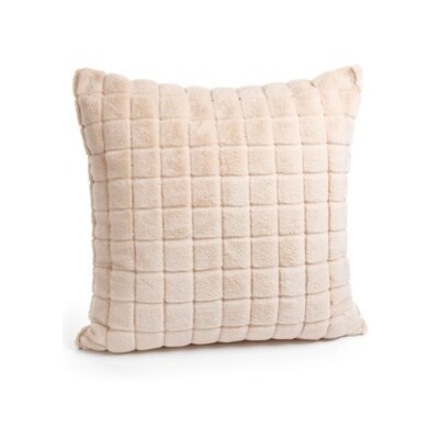 FAUX RABBIT BEIGE CUSHION 20X20