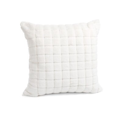 FAUX RABBIT WHITE CUSHION 20X20
