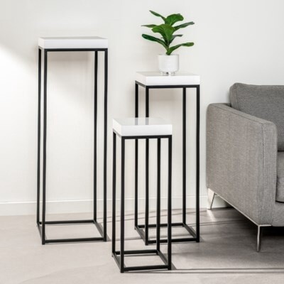 WHITE/BLACK NESTING TABLES SET 3