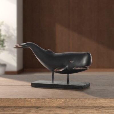 BROWN RESIN WHALE STATUE