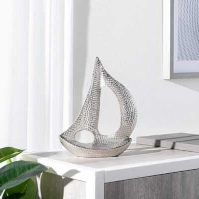 12" HAMMERED ALUMINIUM SAILBOAT SCULPTURE