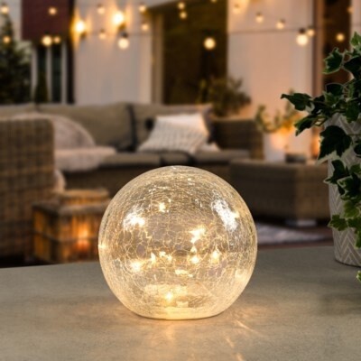 CRACKLE GLASS LED SPHERE LIGHT 6"