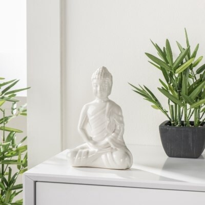 CERAMIC BUDDHA 8" WHITE