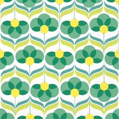 GEO FLOWERS GREEN NAPKINS