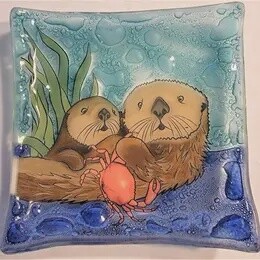 SEA OTTER FAMILY SQ DISH