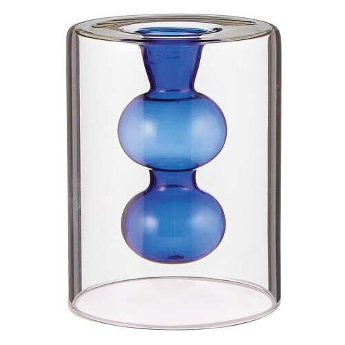 BLUE GLASS CANDLE HOLDER